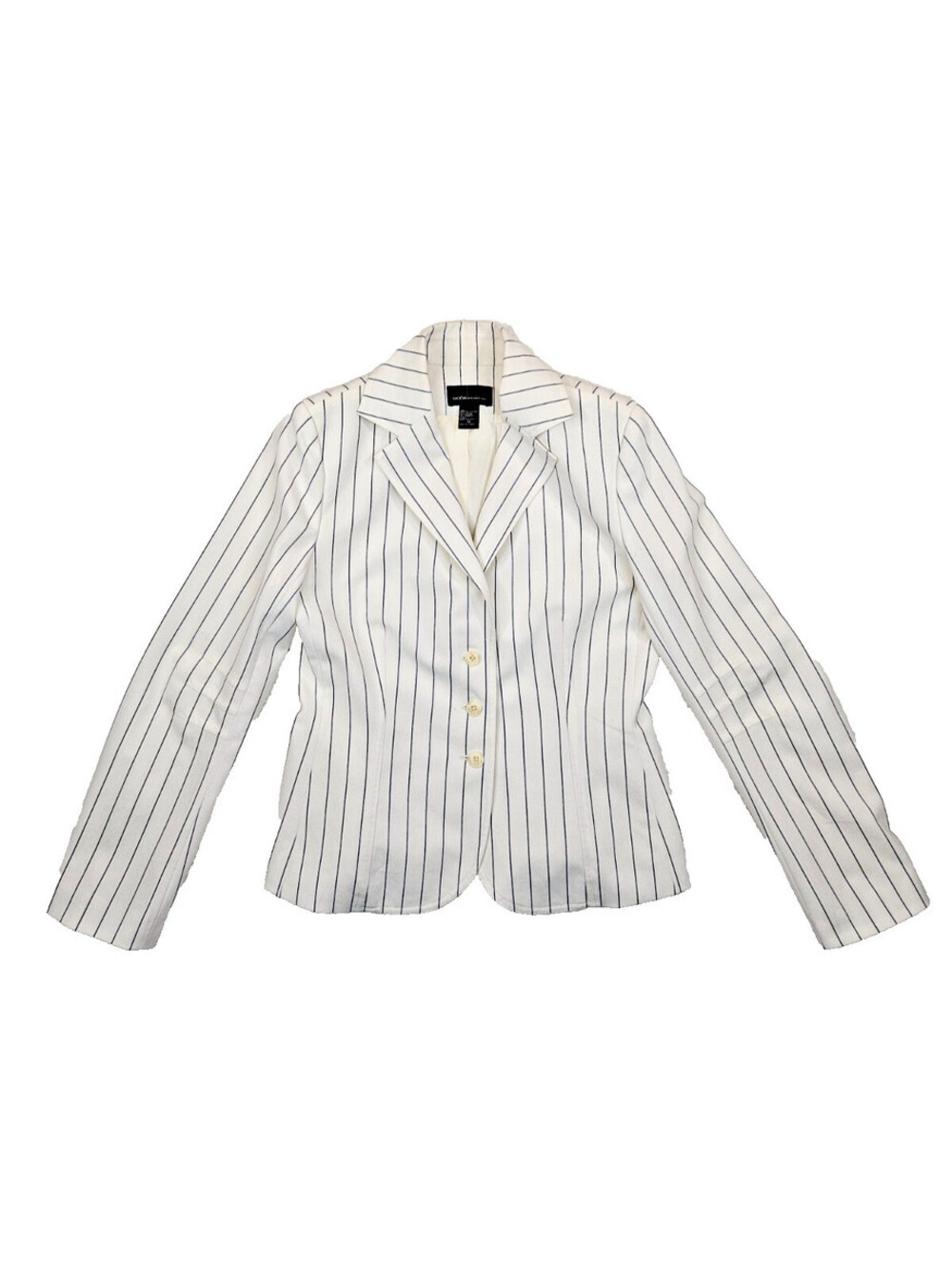 Moda International vintage white vertical navy blue striped blazer size 10